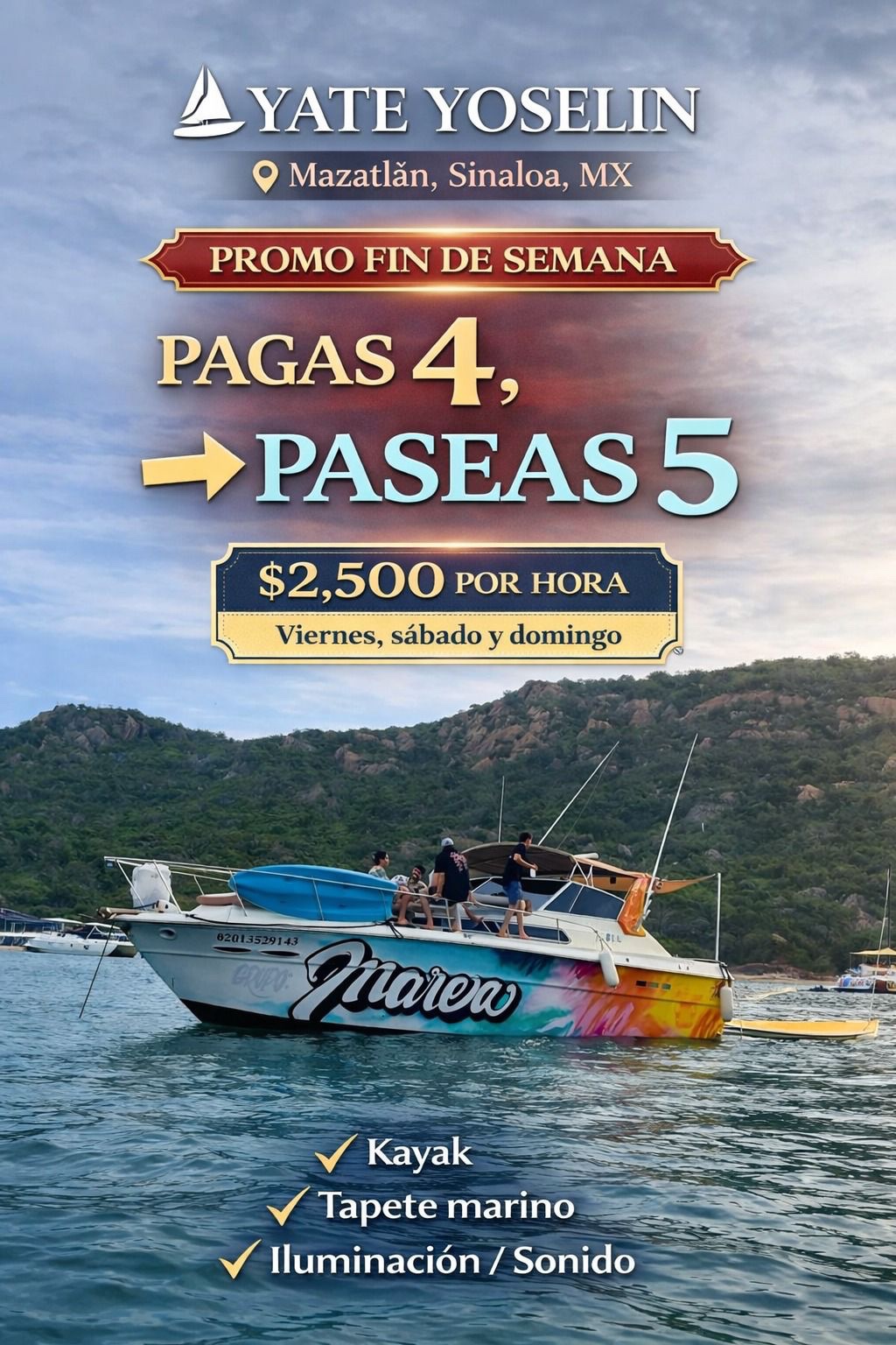 Promoción de yate en Mazatlán